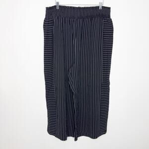 Joie Women's Black & White Contrast Pinstripe Pull On Wide Leg Pants 3X